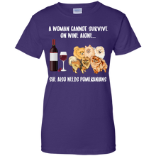 Load image into Gallery viewer, A Woman Cannot Survive Without Wine and Pomeranians T-shirt Lover - a-woman-cannot-survive-without-wine-and-pomeranians-t-shirt-lover-vivianstorescom-4