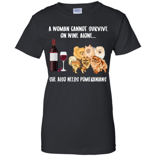 A Woman Cannot Survive Without Wine and Pomeranians T-shirt Lover - a-woman-cannot-survive-without-wine-and-pomeranians-t-shirt-lover-vivianstorescom