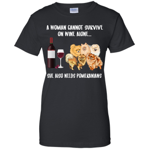 A Woman Cannot Survive Without Wine and Pomeranians T-shirt Lover - a-woman-cannot-survive-without-wine-and-pomeranians-t-shirt-lover-vivianstorescom