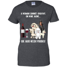 Load image into Gallery viewer, A Woman Cannot Survive Without Wine and Poodles T-shirt Lover - a-woman-cannot-survive-without-wine-and-poodles-t-shirt-lover-vivianstorescom-2