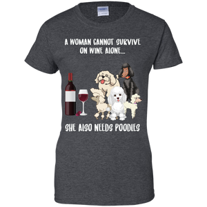 A Woman Cannot Survive Without Wine and Poodles T-shirt Lover - a-woman-cannot-survive-without-wine-and-poodles-t-shirt-lover-vivianstorescom-2