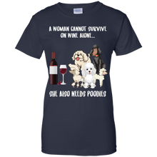 Load image into Gallery viewer, A Woman Cannot Survive Without Wine and Poodles T-shirt Lover - a-woman-cannot-survive-without-wine-and-poodles-t-shirt-lover-vivianstorescom-3