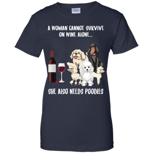 A Woman Cannot Survive Without Wine and Poodles T-shirt Lover - a-woman-cannot-survive-without-wine-and-poodles-t-shirt-lover-vivianstorescom-3