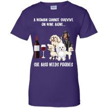 Load image into Gallery viewer, A Woman Cannot Survive Without Wine and Poodles T-shirt Lover - a-woman-cannot-survive-without-wine-and-poodles-t-shirt-lover-vivianstorescom-4