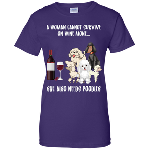 A Woman Cannot Survive Without Wine and Poodles T-shirt Lover - a-woman-cannot-survive-without-wine-and-poodles-t-shirt-lover-vivianstorescom-4