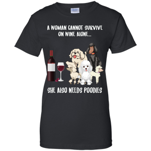 A Woman Cannot Survive Without Wine and Poodles T-shirt Lover - a-woman-cannot-survive-without-wine-and-poodles-t-shirt-lover-vivianstorescom