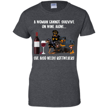 Load image into Gallery viewer, A Woman Cannot Survive Without Wine and Rottweilers T-shirt Lover - a-woman-cannot-survive-without-wine-and-rottweilers-t-shirt-lover-vivianstorescom-2