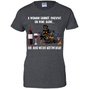 A Woman Cannot Survive Without Wine and Rottweilers T-shirt Lover - a-woman-cannot-survive-without-wine-and-rottweilers-t-shirt-lover-vivianstorescom-2