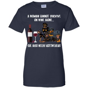 A Woman Cannot Survive Without Wine and Rottweilers T-shirt Lover - a-woman-cannot-survive-without-wine-and-rottweilers-t-shirt-lover-vivianstorescom-3