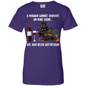 A Woman Cannot Survive Without Wine and Rottweilers T-shirt Lover - a-woman-cannot-survive-without-wine-and-rottweilers-t-shirt-lover-vivianstorescom-4