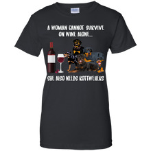 Load image into Gallery viewer, A Woman Cannot Survive Without Wine and Rottweilers T-shirt Lover - a-woman-cannot-survive-without-wine-and-rottweilers-t-shirt-lover-vivianstorescom