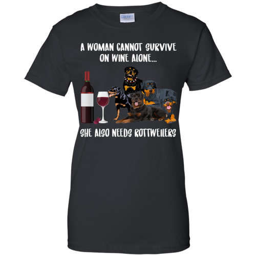 A Woman Cannot Survive Without Wine and Rottweilers T-shirt Lover - a-woman-cannot-survive-without-wine-and-rottweilers-t-shirt-lover-vivianstorescom