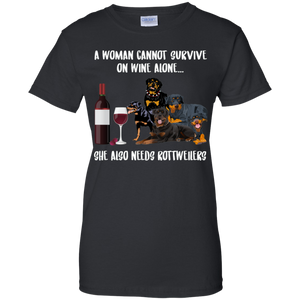 A Woman Cannot Survive Without Wine and Rottweilers T-shirt Lover - a-woman-cannot-survive-without-wine-and-rottweilers-t-shirt-lover-vivianstorescom