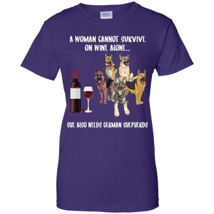 A Woman Cannot Survive Without Wine & German Shepherds T-shirt Lover - a-woman-cannot-survive-without-wine-german-shepherds-t-shirt-lover-vivianstorescom-4