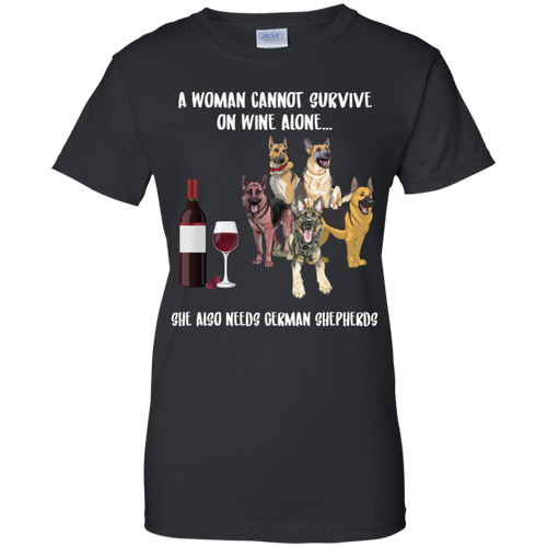 A Woman Cannot Survive Without Wine & German Shepherds T-shirt Lover - a-woman-cannot-survive-without-wine-german-shepherds-t-shirt-lover-vivianstorescom