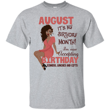 Load image into Gallery viewer, August It&#39;s My Birthday Month Accepting Birthday Shirt LT01 - august-its-my-birthday-month-accepting-birthday-shirt-lt01-vivianstorescom