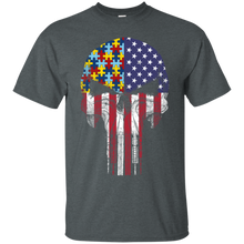 Load image into Gallery viewer, Autism Skull With America Flag T-Shirt KA01 - autism-skull-with-america-flag-t-shirt-ka01-vivianstorescom-2