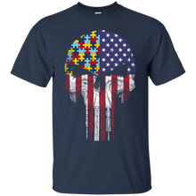 Load image into Gallery viewer, Autism Skull With America Flag T-Shirt KA01 - autism-skull-with-america-flag-t-shirt-ka01-vivianstorescom-4