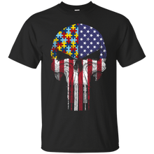 Load image into Gallery viewer, Autism Skull With America Flag T-Shirt KA01 - autism-skull-with-america-flag-t-shirt-ka01-vivianstorescom