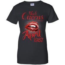 Load image into Gallery viewer, Black Queens Are Born In April 1987 Birthday Shirt LT01 - black-queens-are-born-in-april-1987-birthday-shirt-lt01-vivianstorescom-7