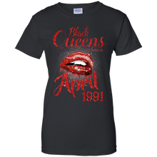 Load image into Gallery viewer, Black Queens Are Born In April 1991 Birthday Shirt LT01 - black-queens-are-born-in-april-1991-birthday-shirt-lt01-vivianstorescom-7