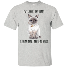 Load image into Gallery viewer, Cats Make Me Happy Human Make My Head Hurt Cat Lover T-shirt KA02 - cats-make-me-happy-human-make-my-head-hurt-cat-lover-t-shirt-ka02-vivianstorescom-2