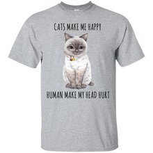 Load image into Gallery viewer, Cats Make Me Happy Human Make My Head Hurt Cat Lover T-shirt KA02 - cats-make-me-happy-human-make-my-head-hurt-cat-lover-t-shirt-ka02-vivianstorescom