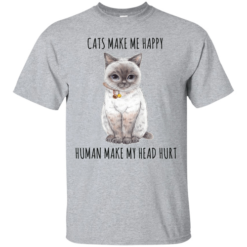 Cats Make Me Happy Human Make My Head Hurt Cat Lover T-shirt KA02 - cats-make-me-happy-human-make-my-head-hurt-cat-lover-t-shirt-ka02-vivianstorescom