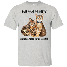 Load image into Gallery viewer, Cats Make Me Happy Humans Make My Head Hurt Tee VA01 - cats-make-me-happy-humans-make-my-head-hurt-tee-va01-vivianstorescom