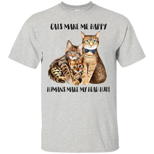 Cats Make Me Happy Humans Make My Head Hurt Tee VA01 - cats-make-me-happy-humans-make-my-head-hurt-tee-va01-vivianstorescom