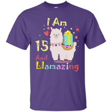 Load image into Gallery viewer, Cute Llamazing Llama Amazing 15th Birthday Shirt KA01 - cute-llamazing-llama-amazing-15th-birthday-shirt-ka01-vivianstorescom-2