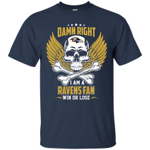 Load image into Gallery viewer, Damn Right I Am A Ravens Fan Win Or Lose Football Shirt LT01 - damn-right-i-am-a-ravens-fan-win-or-lose-football-shirt-lt01-vivianstorescom-2