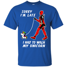 Load image into Gallery viewer, Deadpool Sorry I'm Late I had to Walk My Unicorn Funny Shirt VA02 - deadpool-sorry-im-late-i-had-to-walk-my-unicorn-funny-shirt-va02-vivianstorescom-3