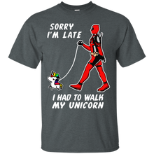 Load image into Gallery viewer, Deadpool Sorry I'm Late I had to Walk My Unicorn Funny Shirt VA02 - deadpool-sorry-im-late-i-had-to-walk-my-unicorn-funny-shirt-va02-vivianstorescom-5