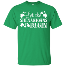 Load image into Gallery viewer, Green St Patricks T-Shirt Let the Shenanigans Begin Shirt HT01 - green-st-patricks-t-shirt-let-the-shenanigans-begin-shirt-ht01-vivianstorescom