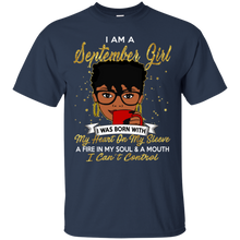 Load image into Gallery viewer, I am a September Girl A Fire In My Soul And A Mouth Birthday T-shirt VA01 - i-am-a-september-girl-a-fire-in-my-soul-and-a-mouth-birthday-t-shirt-va01-vivianstorescom-2