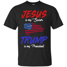 Load image into Gallery viewer, Jesus Is My Savior Trump Is My President America Flag T-shirt VA02 - jesus-is-my-savior-trump-is-my-president-america-flag-t-shirt-va02-vivianstorescom-2