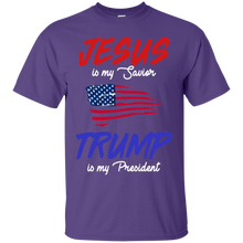 Load image into Gallery viewer, Jesus Is My Savior Trump Is My President America Flag T-shirt VA02 - jesus-is-my-savior-trump-is-my-president-america-flag-t-shirt-va02-vivianstorescom-3
