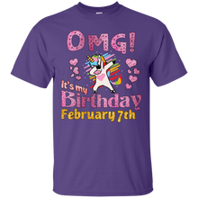 Load image into Gallery viewer, Sparkle Unicorn Dabbing OMG It's My Birthday February 7th T-Shirt HA01 - sparkle-unicorn-dabbing-omg-its-my-birthday-february-7th-t-shirt-ha01-vivianstorescom-2