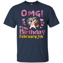 Load image into Gallery viewer, Sparkle Unicorn Dabbing OMG It's My Birthday February 7th T-Shirt HA01 - sparkle-unicorn-dabbing-omg-its-my-birthday-february-7th-t-shirt-ha01-vivianstorescom-4