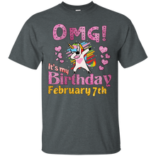Load image into Gallery viewer, Sparkle Unicorn Dabbing OMG It's My Birthday February 7th T-Shirt HA01 - sparkle-unicorn-dabbing-omg-its-my-birthday-february-7th-t-shirt-ha01-vivianstorescom-5
