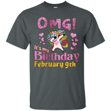 Load image into Gallery viewer, Sparkle Unicorn Dabbing OMG It's My Birthday February 9th T-Shirt HA01 - sparkle-unicorn-dabbing-omg-its-my-birthday-february-9th-t-shirt-ha01-vivianstorescom-5