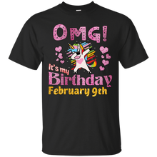 Load image into Gallery viewer, Sparkle Unicorn Dabbing OMG It's My Birthday February 9th T-Shirt HA01 - sparkle-unicorn-dabbing-omg-its-my-birthday-february-9th-t-shirt-ha01-vivianstorescom